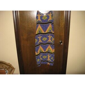 Womens Viscosa Multi Color Strappy Hawaiian Maxi Dress Aztec BOHO Gypsy Size S/M